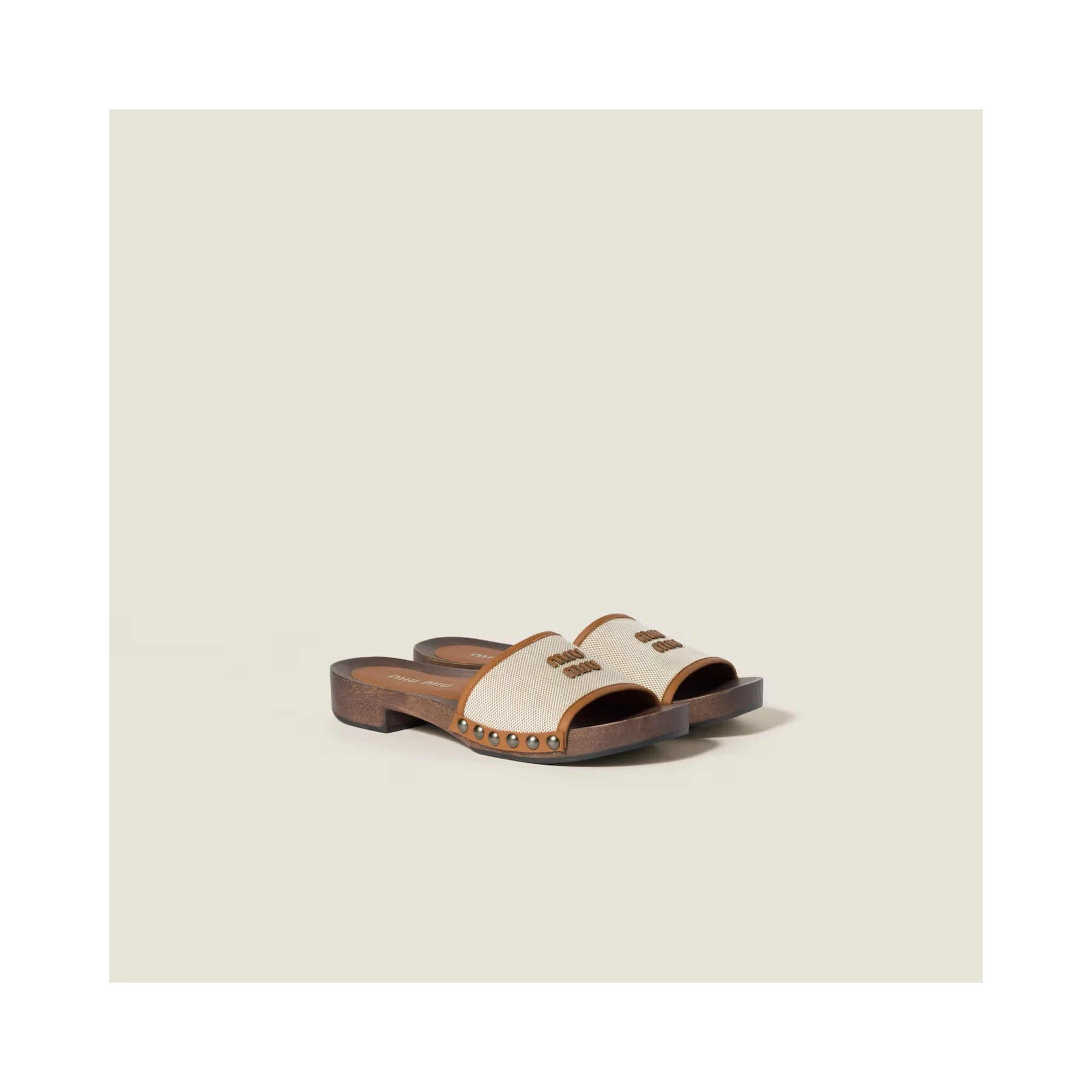 Leather and canvas sandals