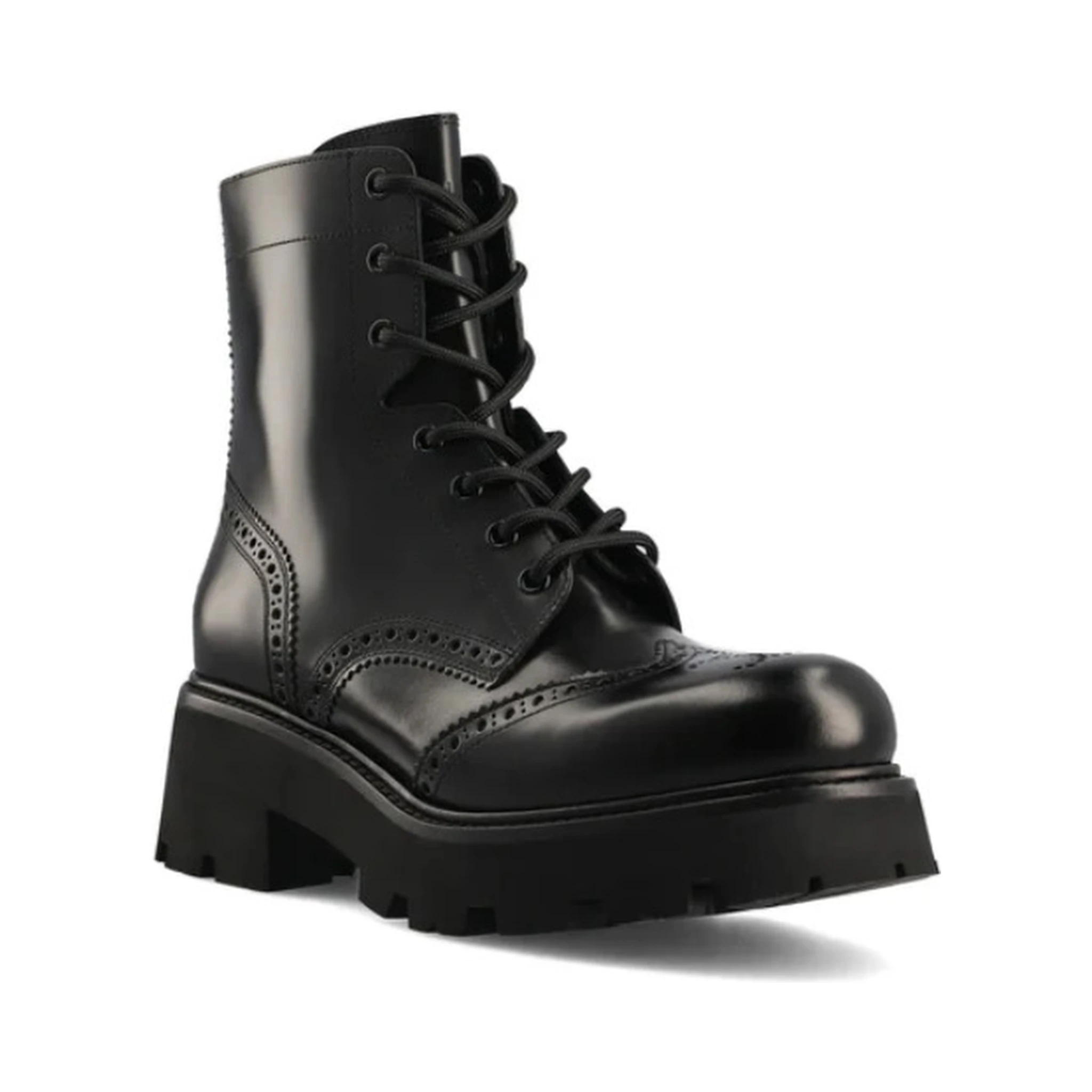 Triomphe logo leather lace-up ankle boots