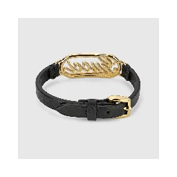 Leather bracelet with Gucci script
