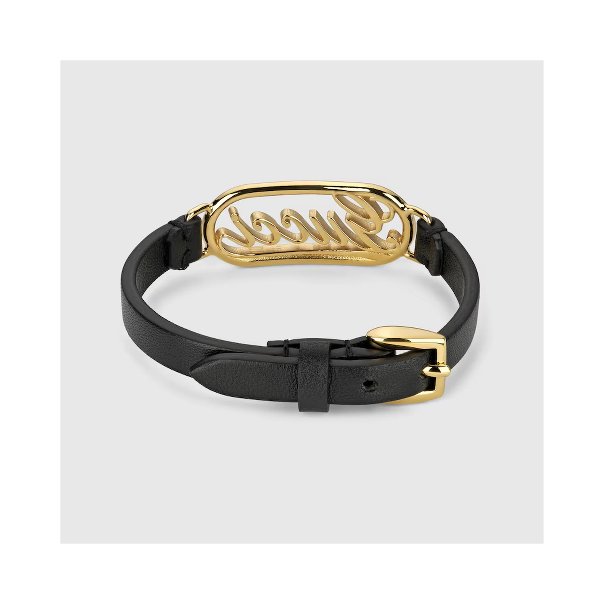 Leather bracelet with Gucci script