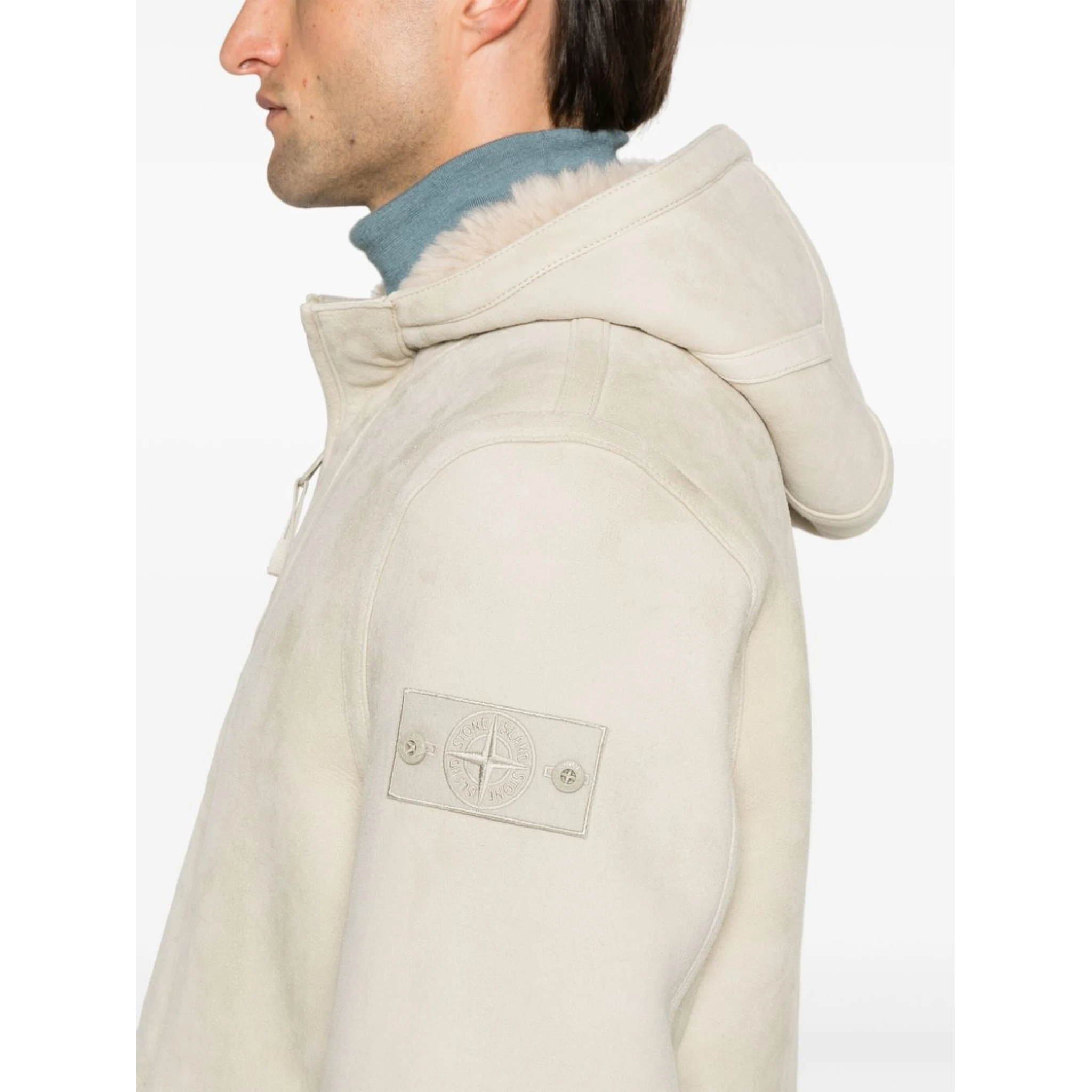 Suede jacket with hood