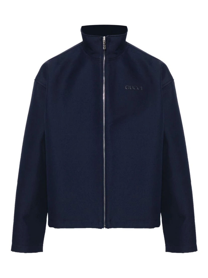 Jacket with zipper and embroidery