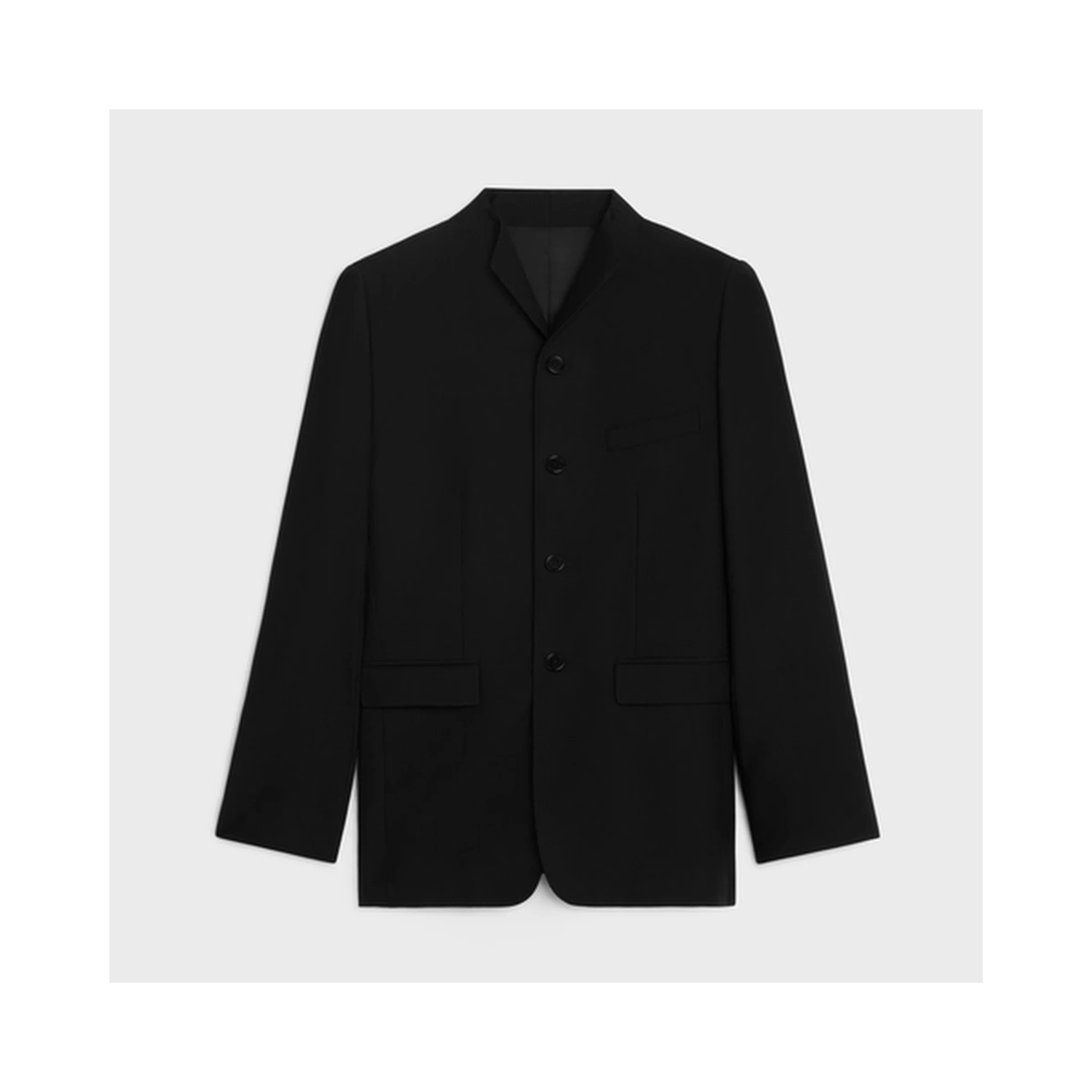 Jacket with diagonal wing collar in wool