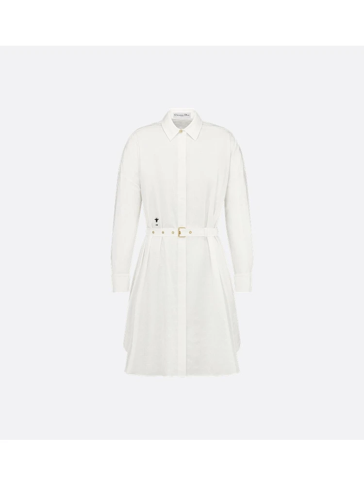 "Chemisier Macrocannage" dress with belt