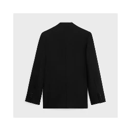 Jacket with diagonal wing collar in wool
