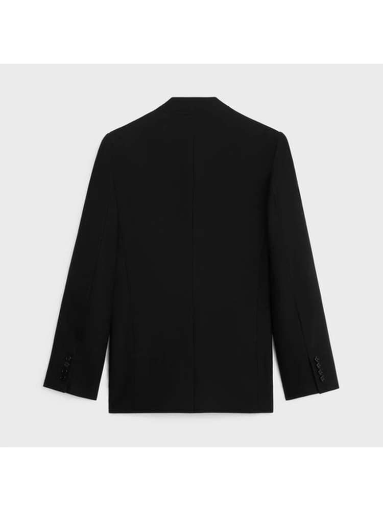 Jacket with diagonal wing collar in wool alternative