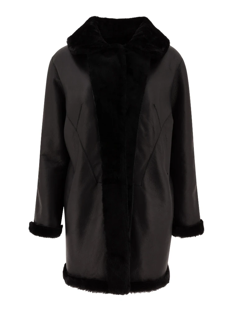 Reversibile shearling coat alternative