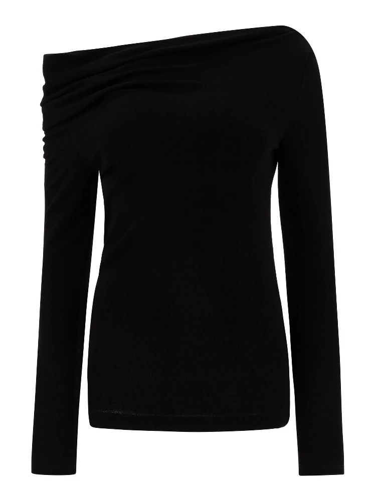 Top with draped collar