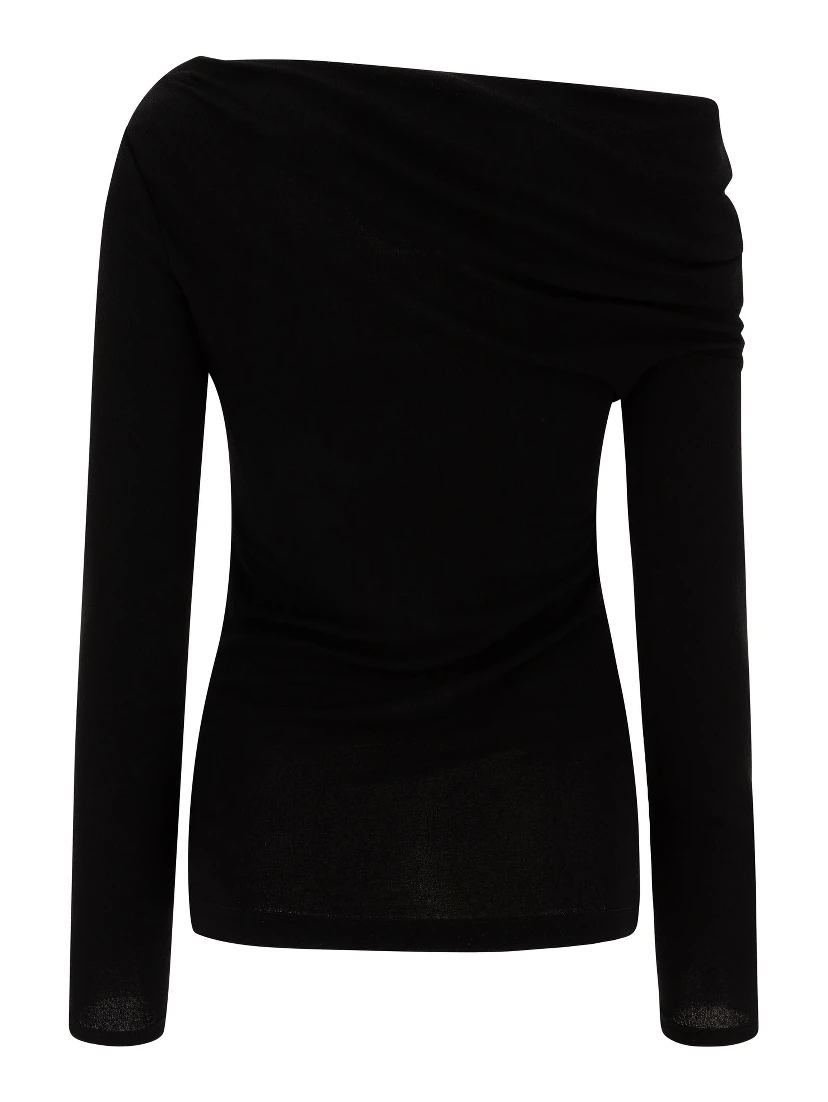 Top with draped collar