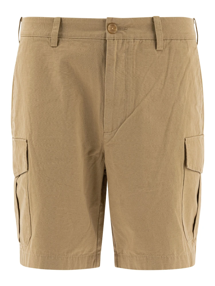 Cotton and linen cargo shorts
