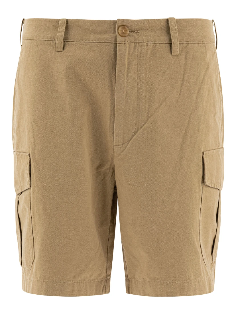 Cotton and linen cargo shorts