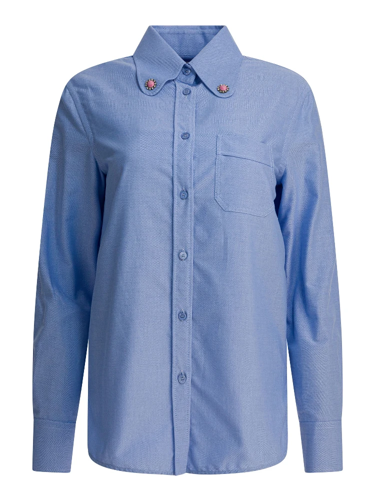 Shirt with embellished collar