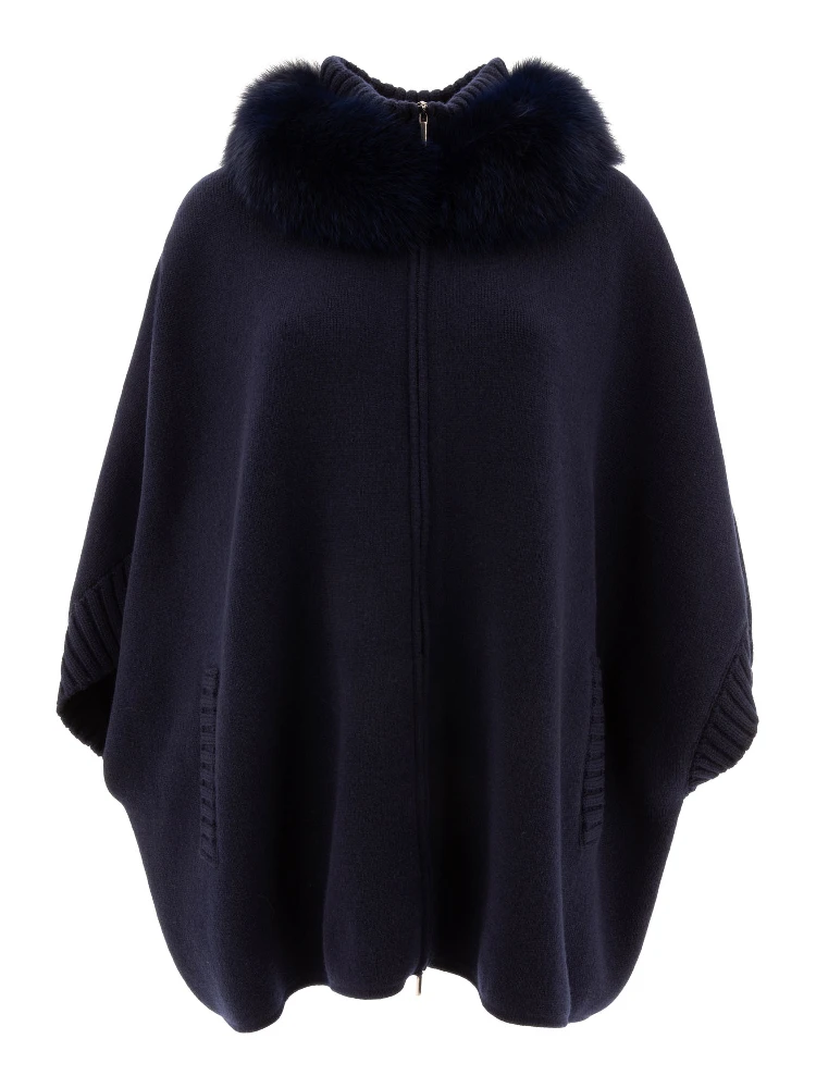 Wool and cashmere poncho