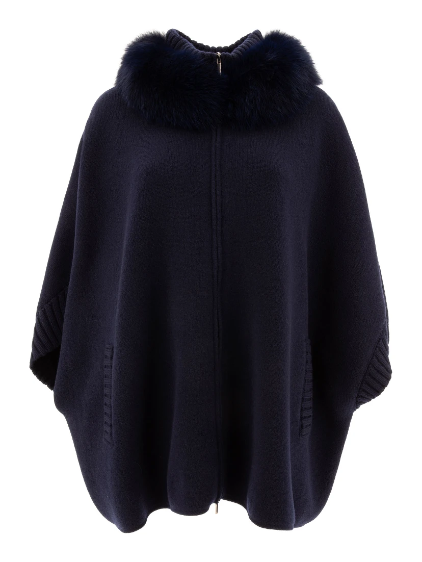 Wool and cashmere poncho