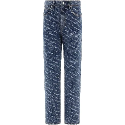 Jeans with logo crystal hotfix