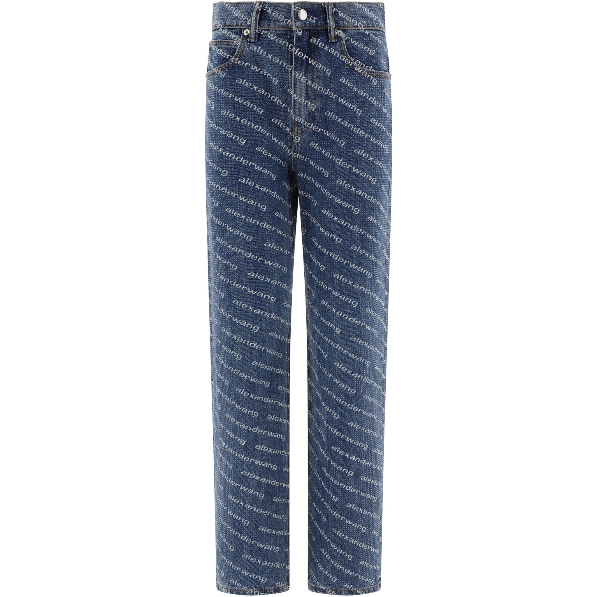 Jeans with logo crystal hotfix