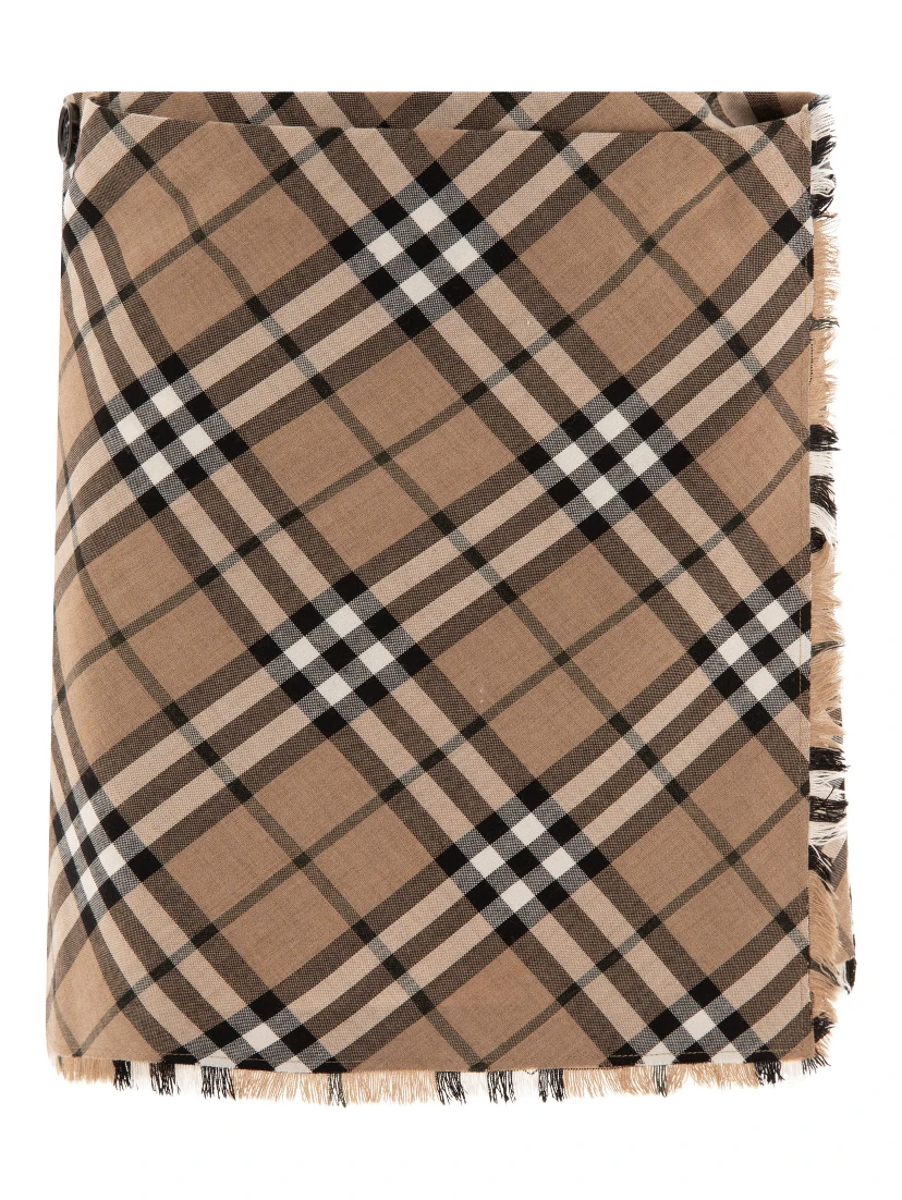 Check wool blend mini kilt