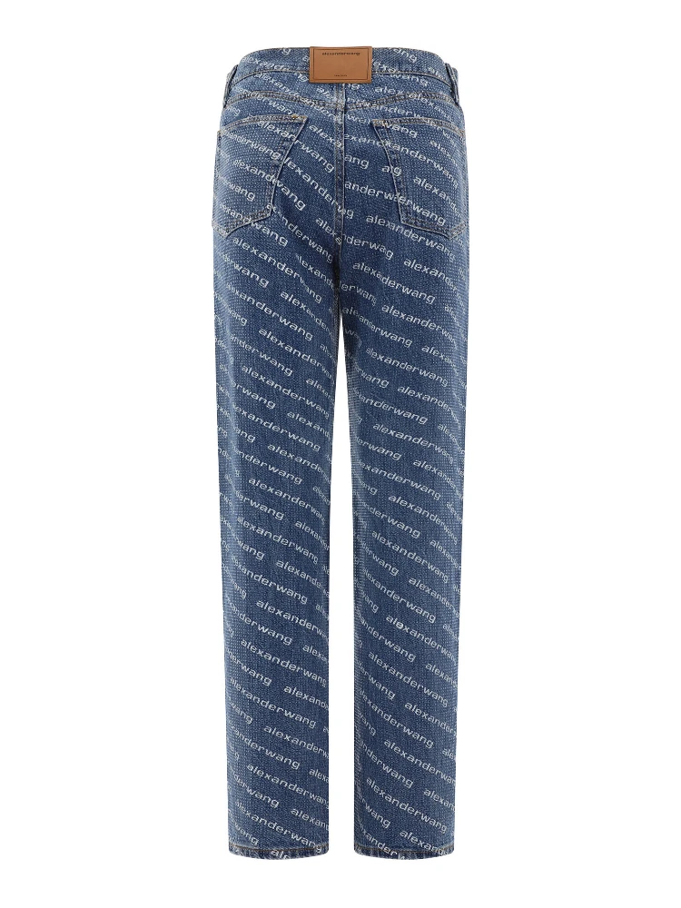 Jeans with logo crystal hotfix alternative