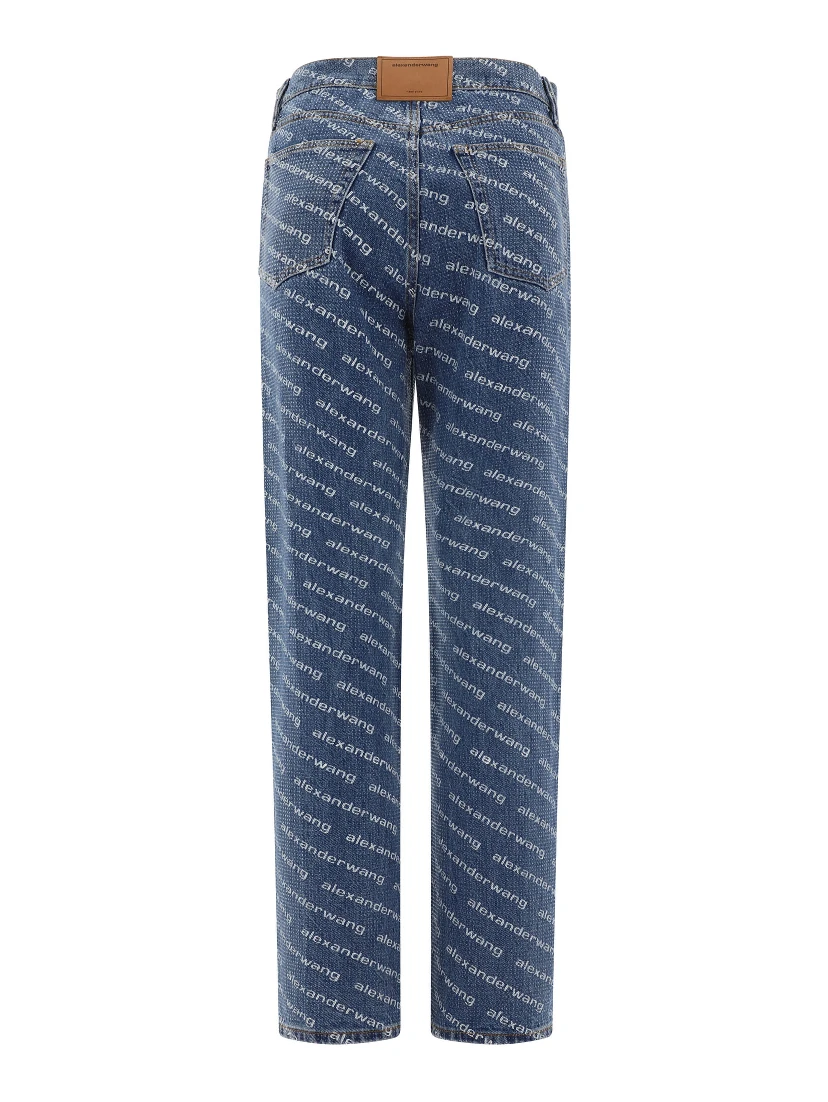 Jeans with logo crystal hotfix