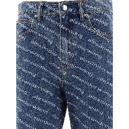 Jeans with logo crystal hotfix