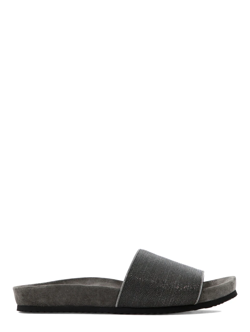 Suede "Precious" slides