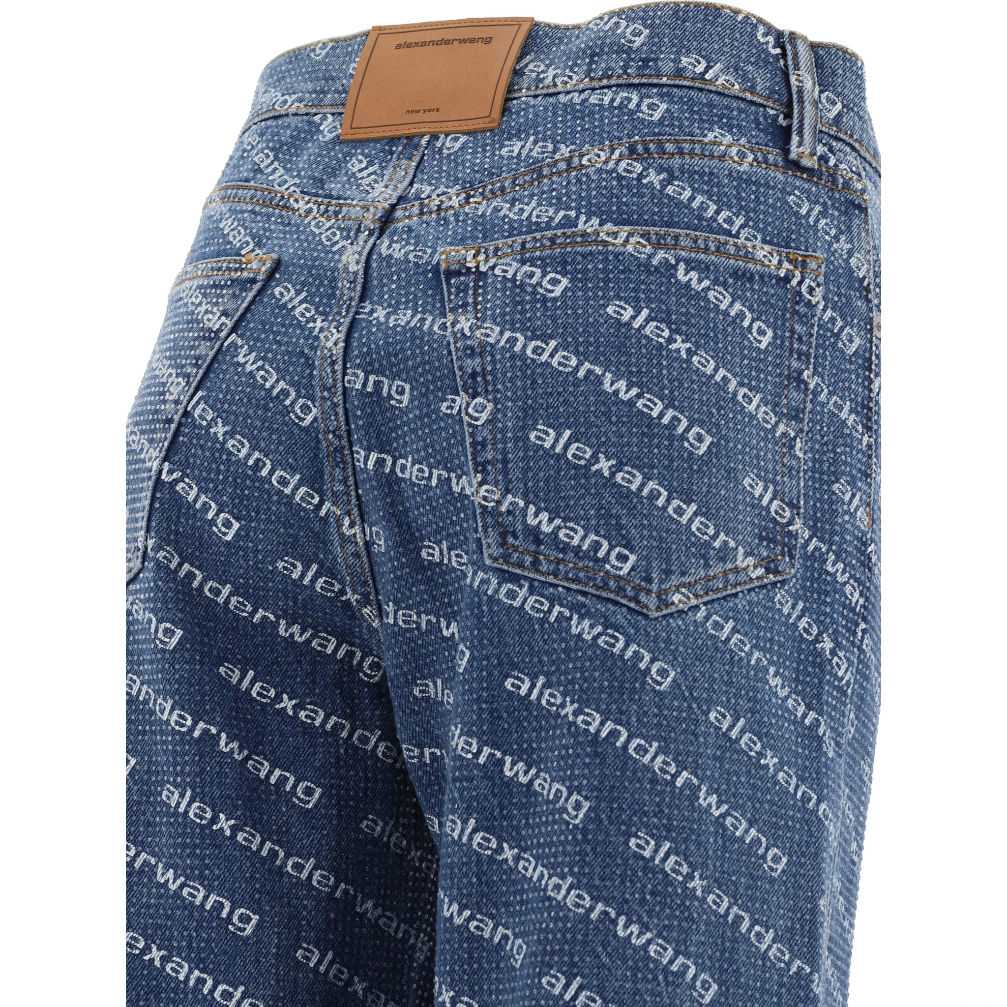 Jeans with logo crystal hotfix