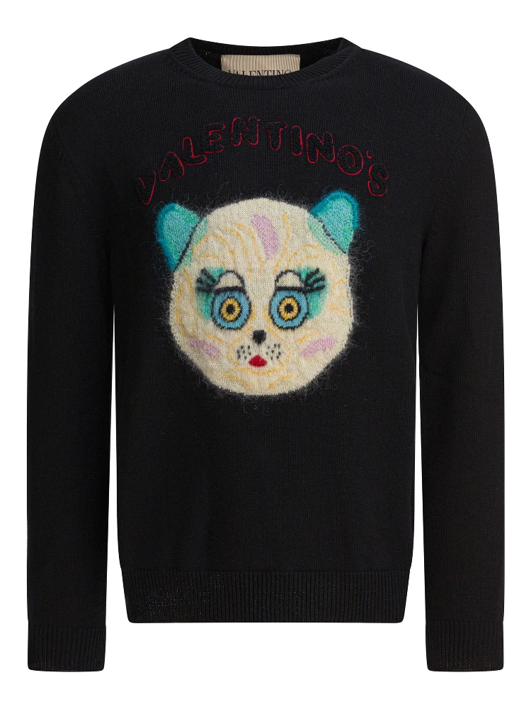 "Le Chat De La Maison" crew-neck sweater