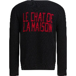 "Le Chat De La Maison" crew-neck sweater
