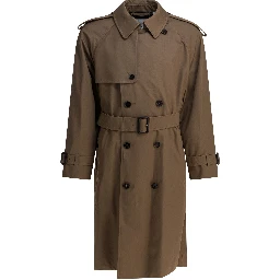 Long gabardine trench coat