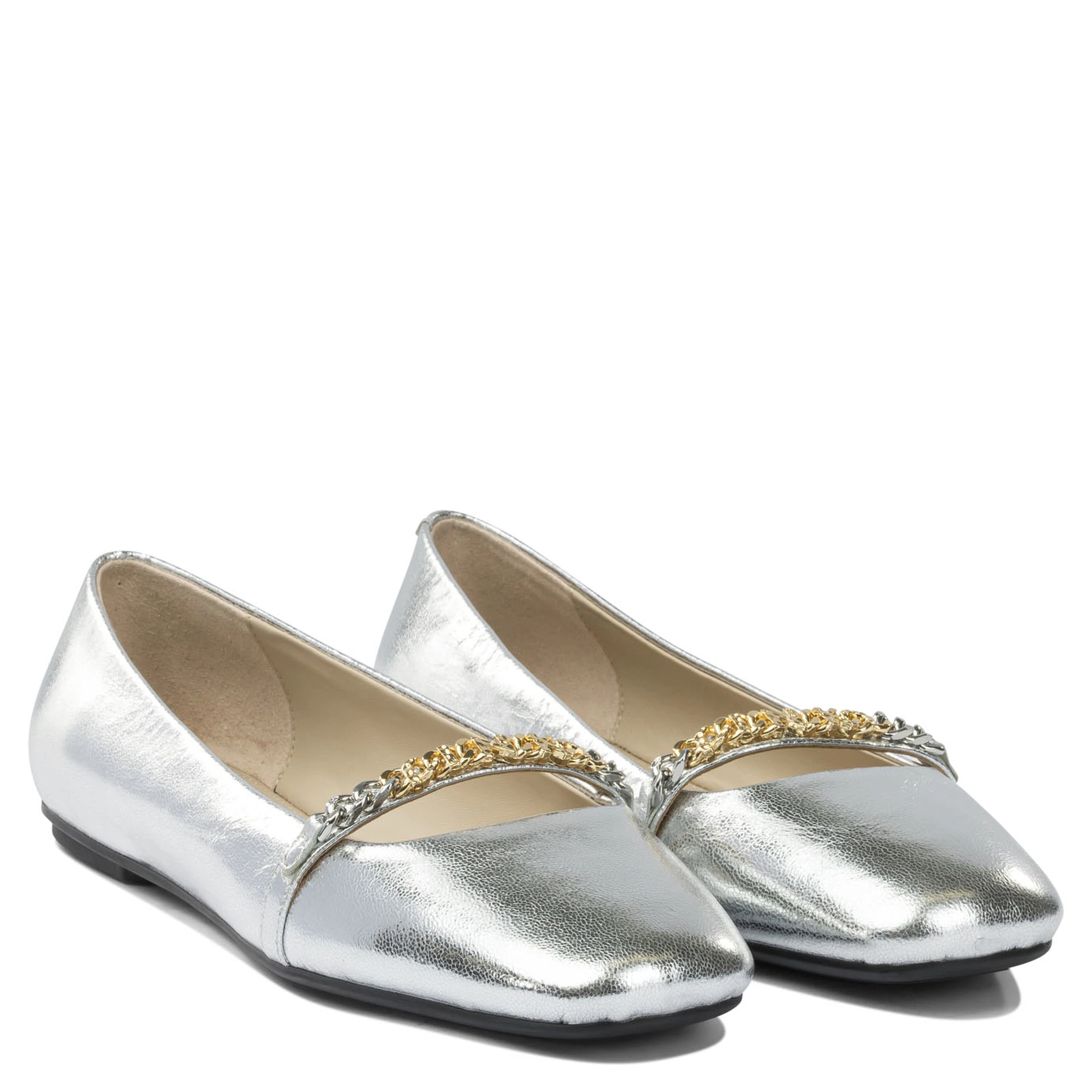 Leather ballet flats with square toe
