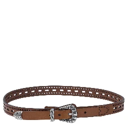Leather belt with perforated details