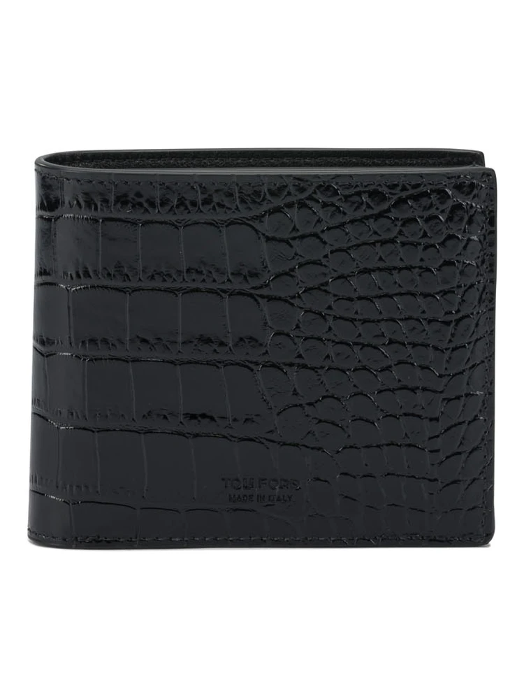 Crocodile print leather wallet