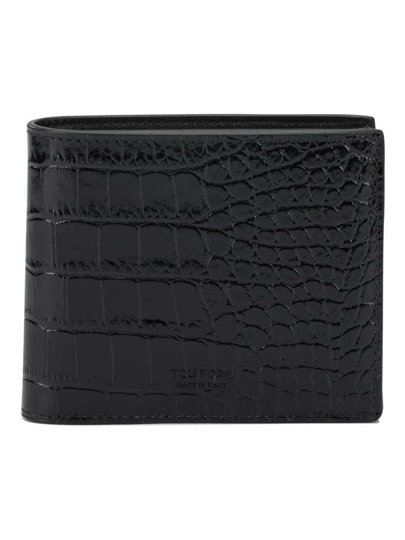 Crocodile print leather wallet