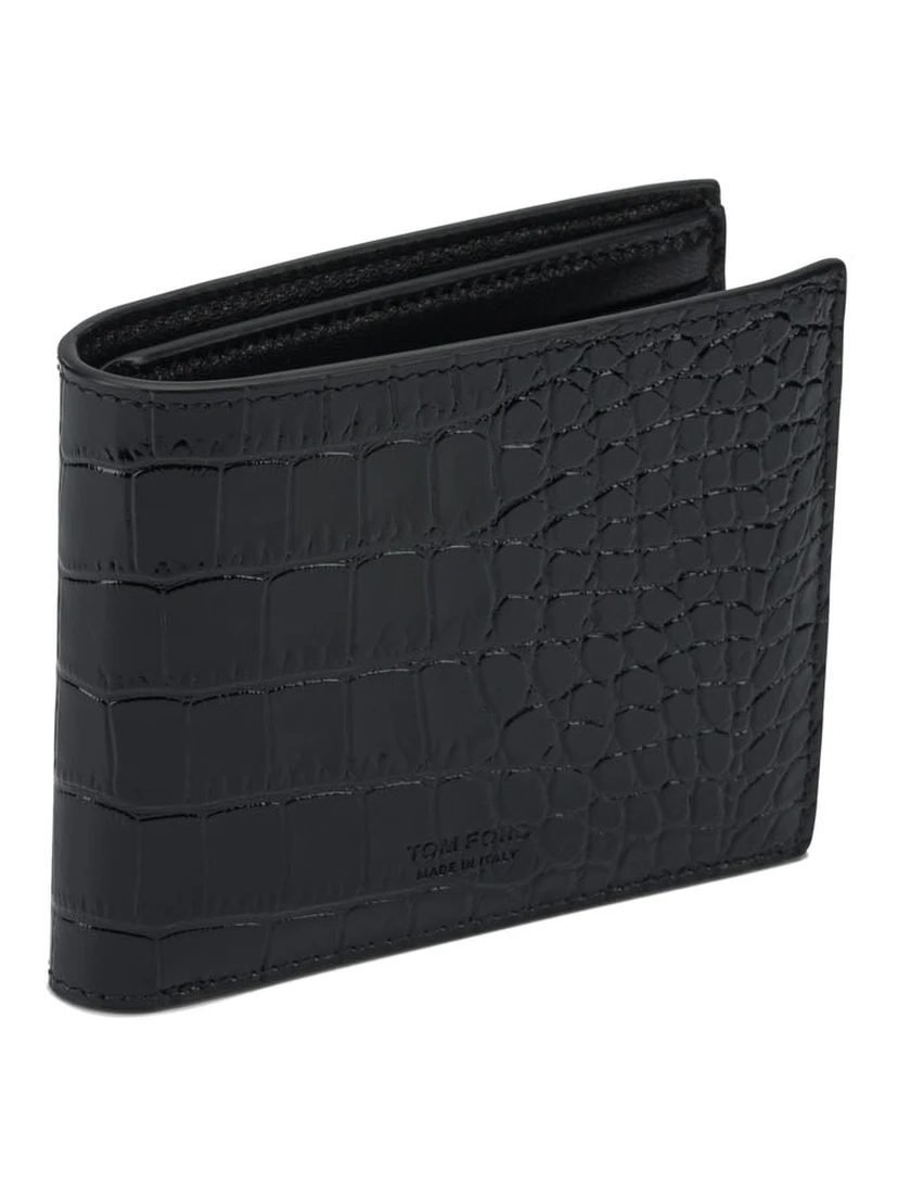 Crocodile print leather wallet