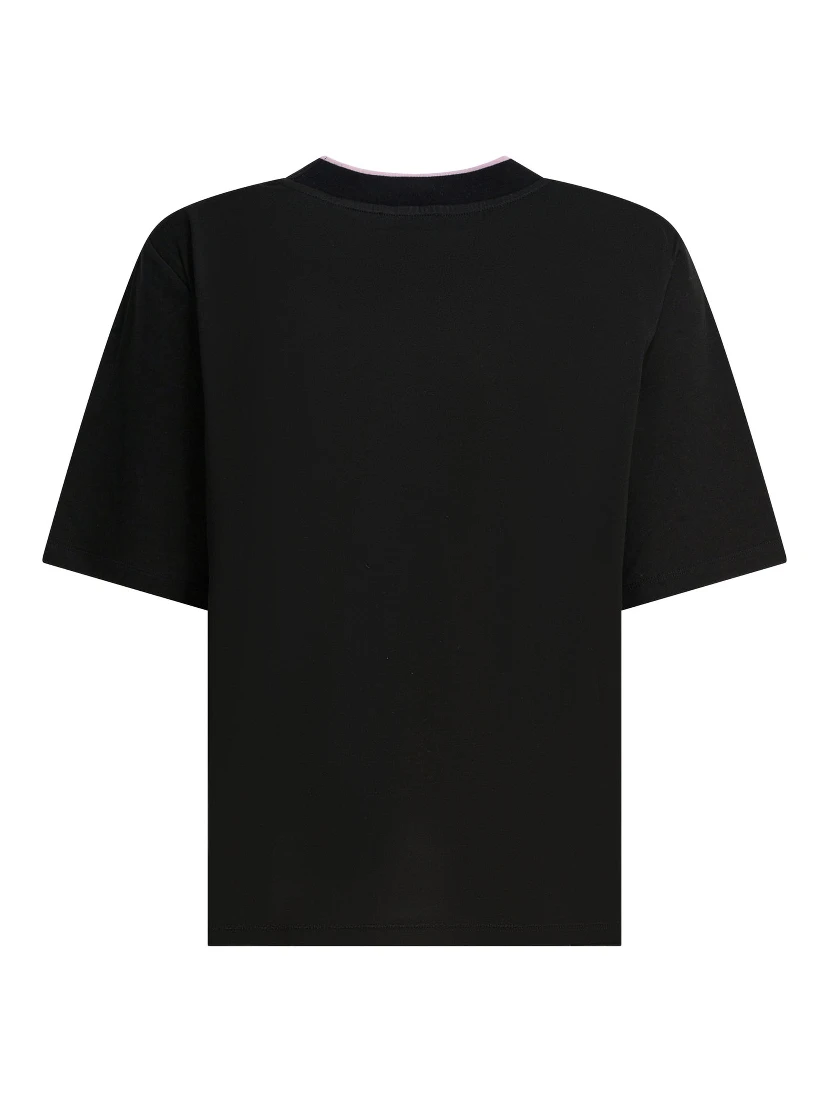 Cotton and silk crewneck T-shirt with print