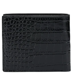 Crocodile print leather wallet