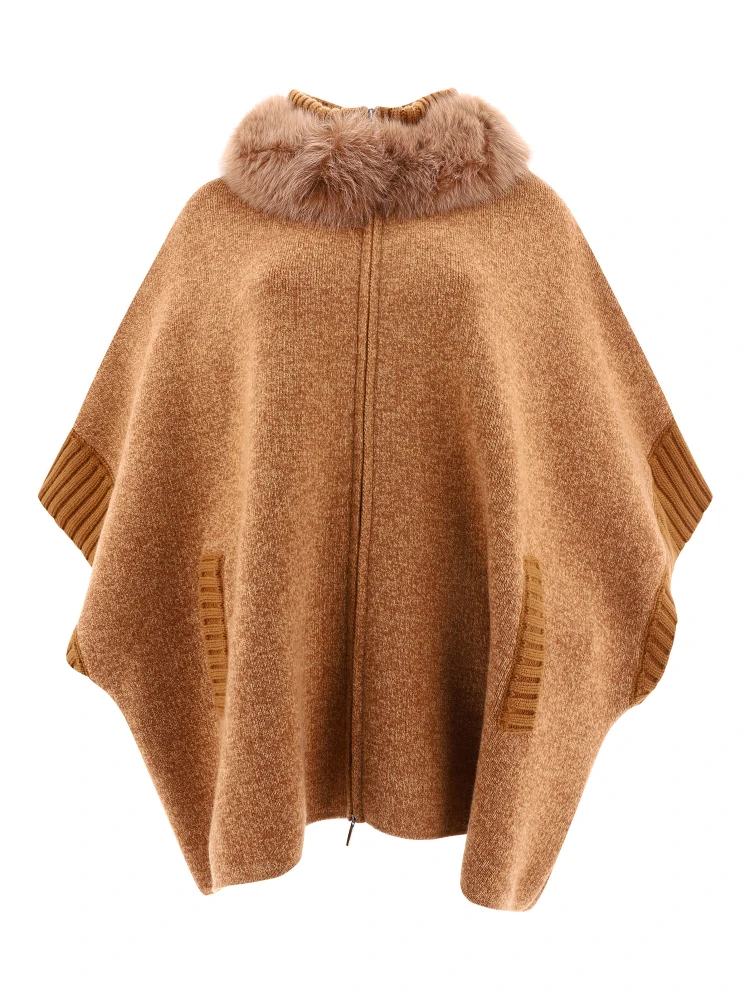 Cape with fur inserts