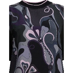 Cotton and silk crewneck T-shirt with print