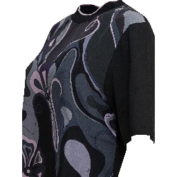 Cotton and silk crewneck T-shirt with print