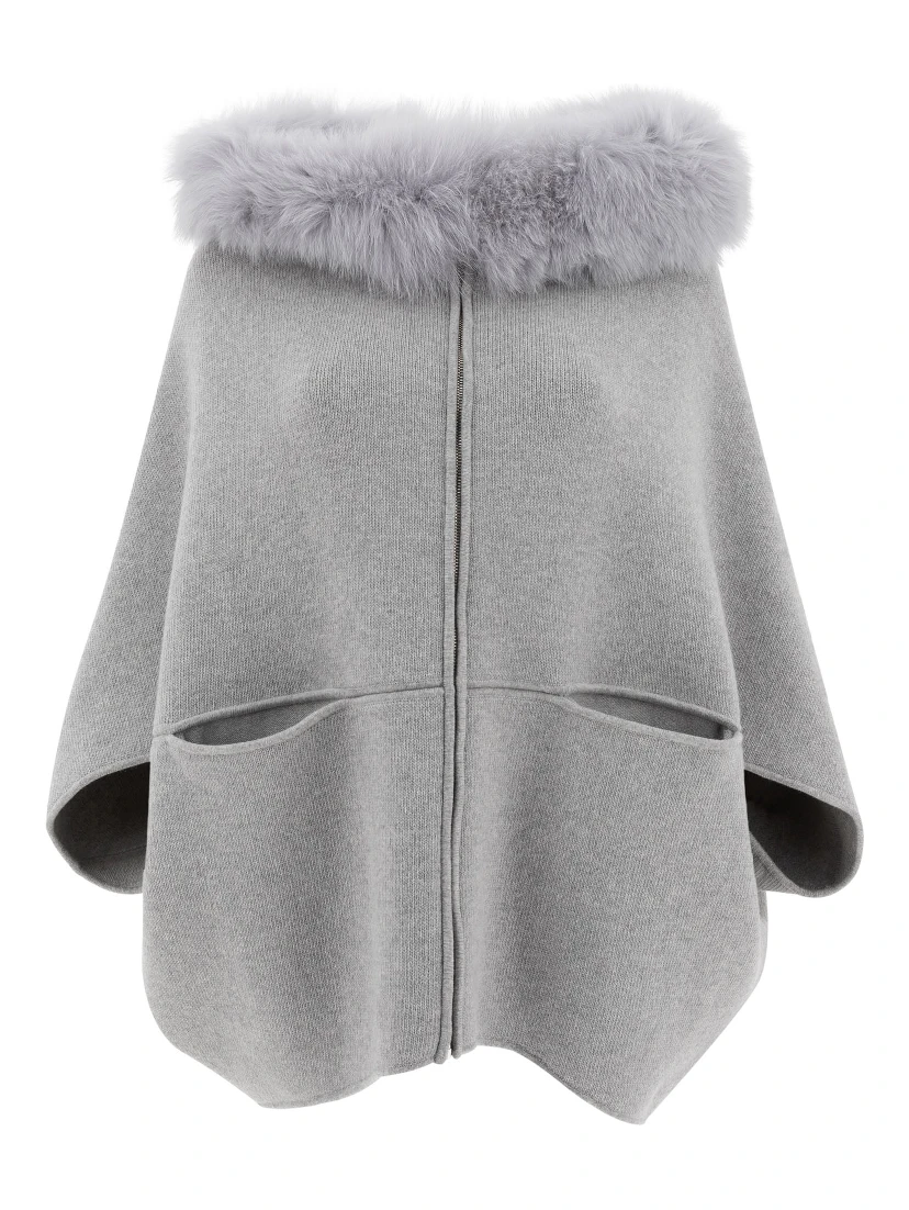 Wool and cashmere poncho
