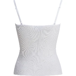 Ribbed tank top with lace neckline