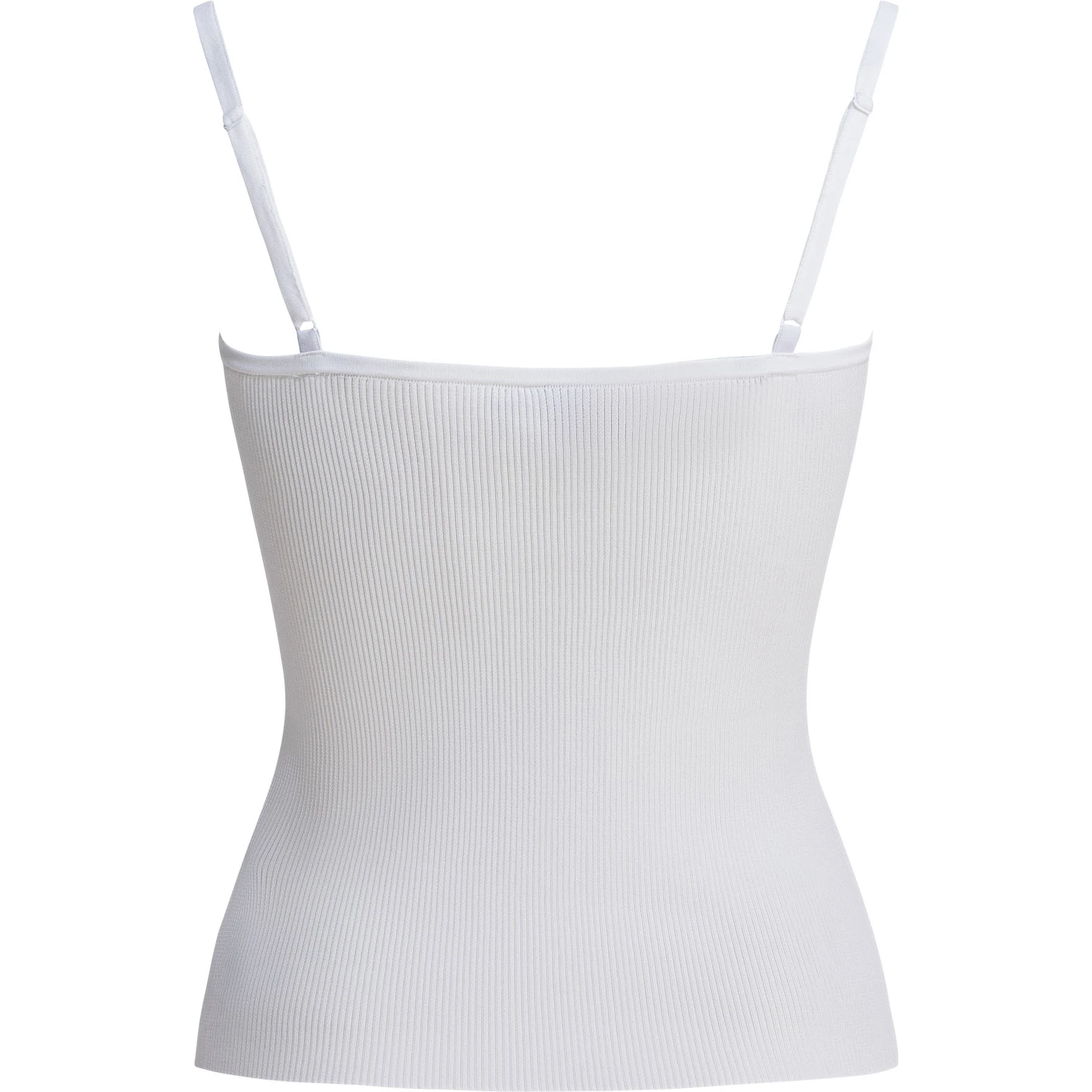 Ribbed tank top with lace neckline