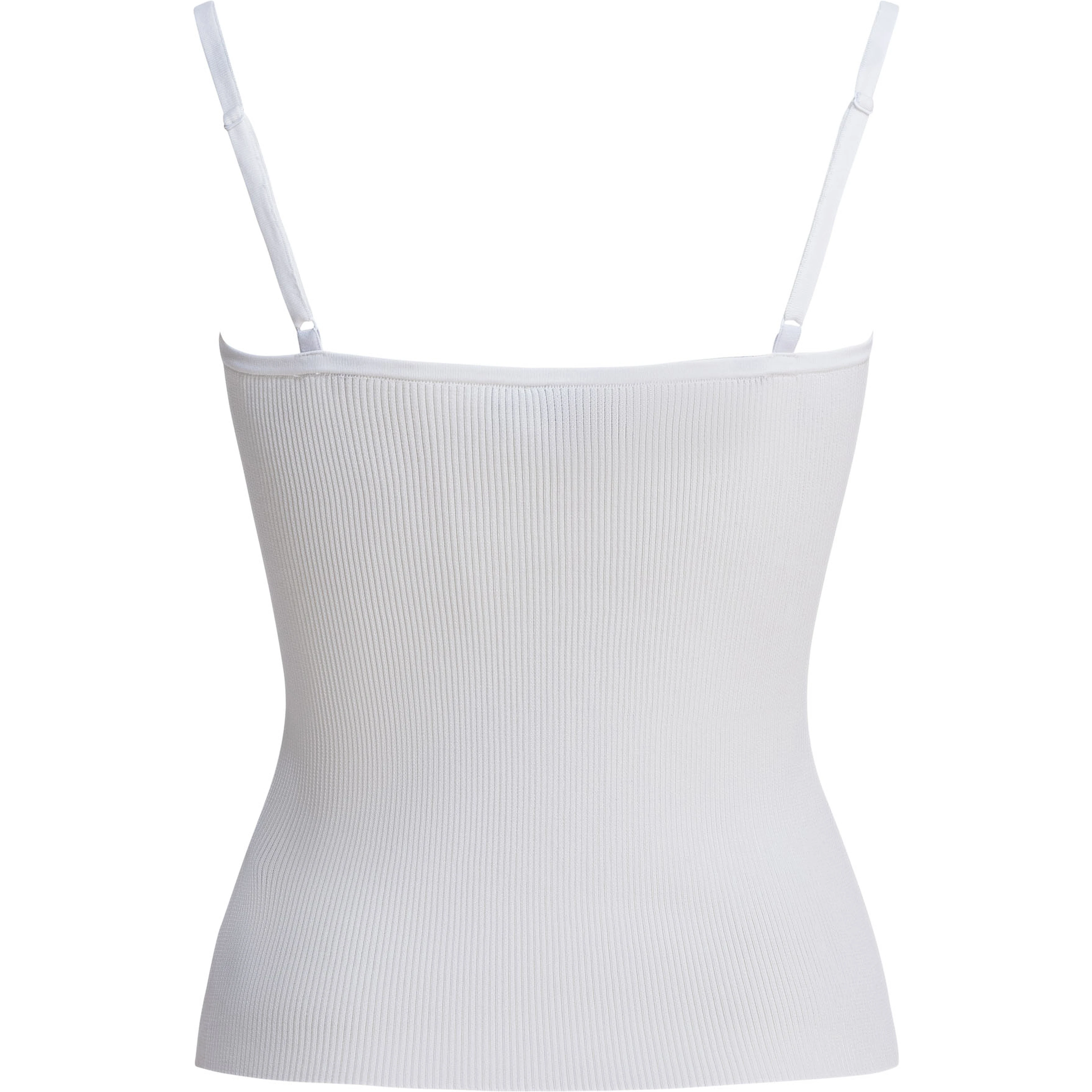 Ribbed tank top with lace neckline