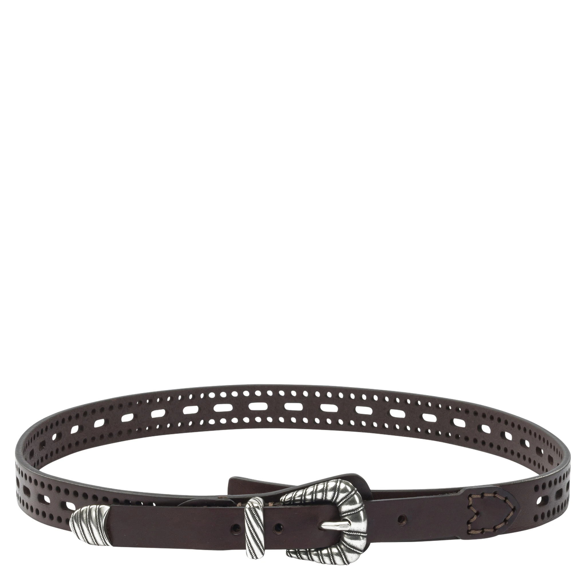 Leather belt with perforated details