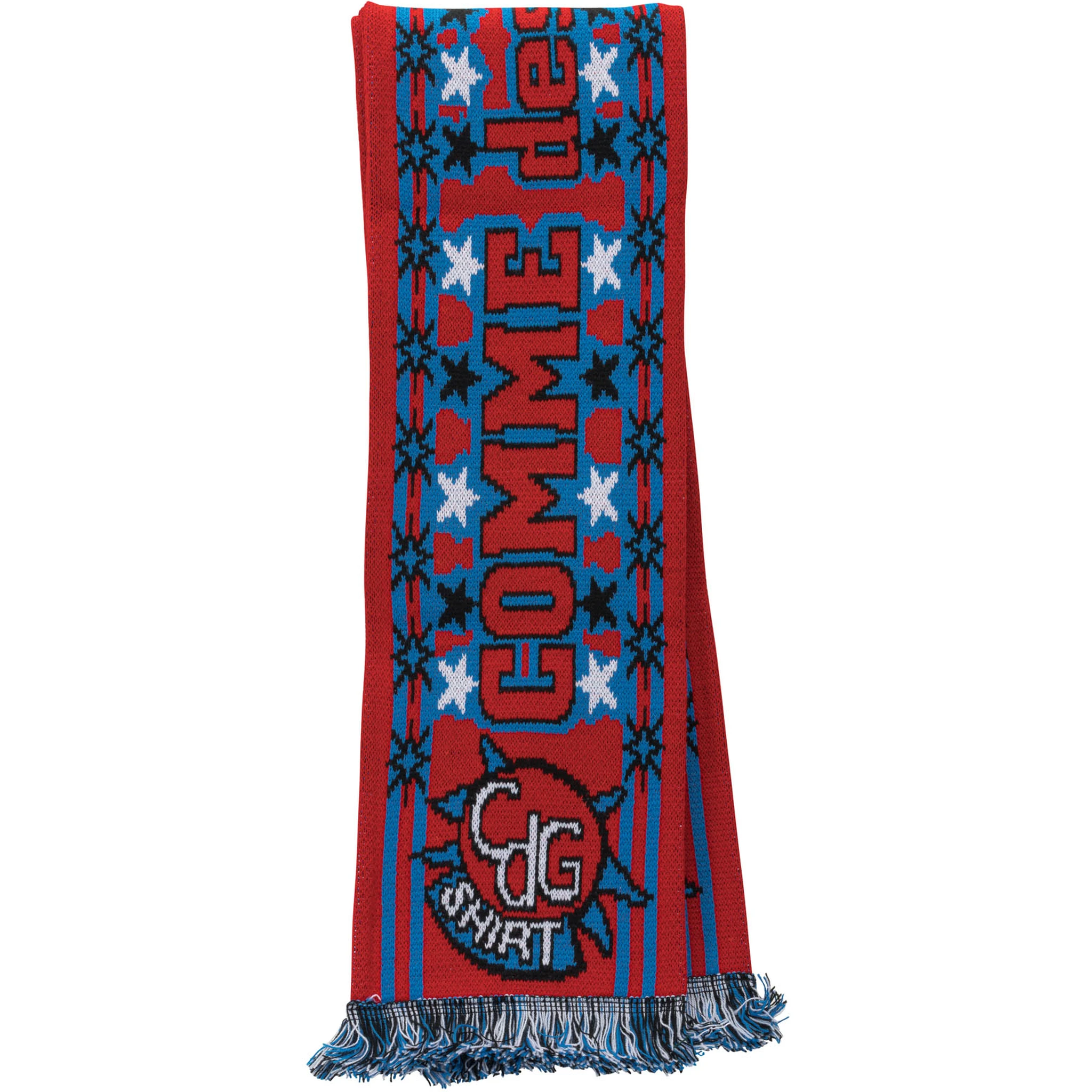 Knitted fringed scarf