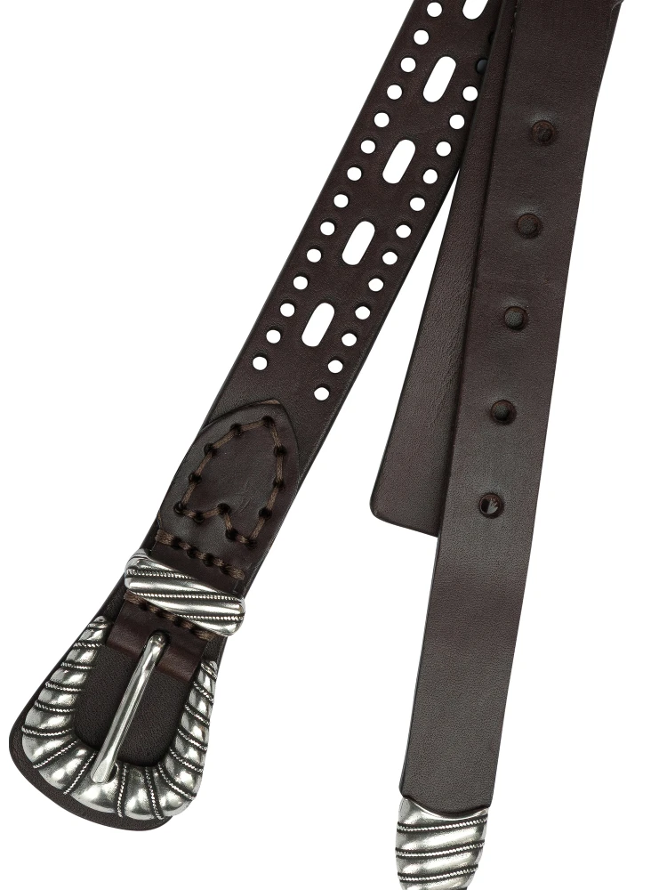 Leather belt with perforated details alternative