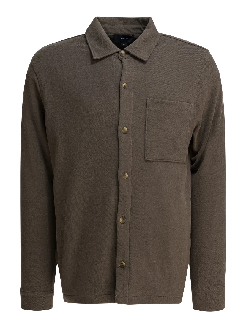 Cotton suede overshirt jacket