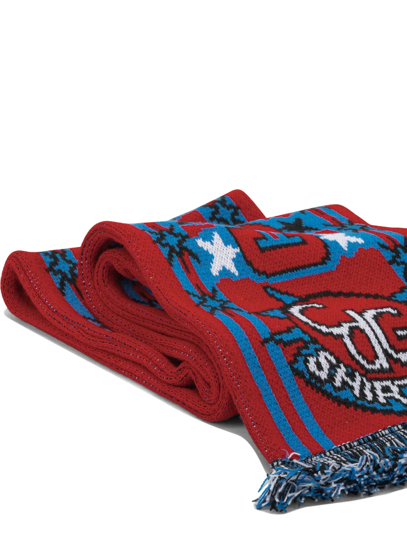 Knitted fringed scarf