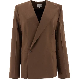 Asymmetrical wool twill blazer