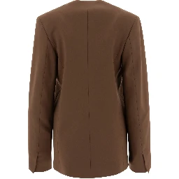 Asymmetrical wool twill blazer